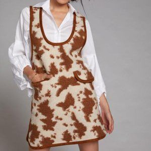 Faux Cowhide Pinafore Mini Dress